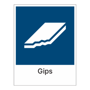 Kildesorteringsskilt: "Gips" m/tekst under