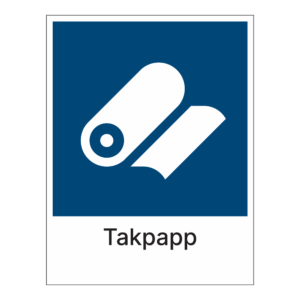 Kildesortering klistremerke: "Takpapp" m/tekst under