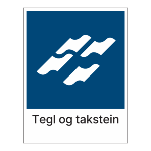 Kildesortering klistremerke: "Tegl og takstein" m/tekst under