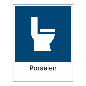 Kildesortering klistremerke: "Porselen" m/tekst under