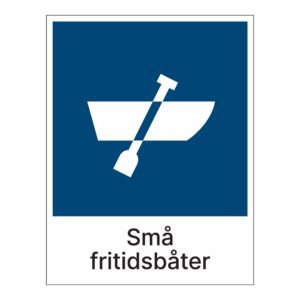 Kildesortering klistremerke: "Små fritidsbåter" m/tekst under
