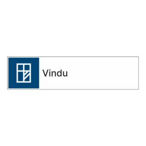 Kildesorteringsskilt: "Vindu" m/tekst ved siden av