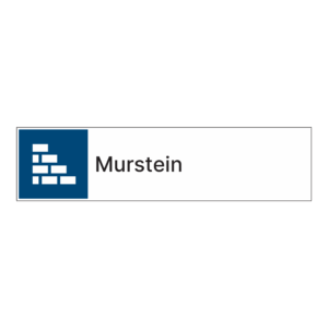 Kildesortering klistremerke: "Murstein" m/tekst ved siden av