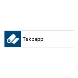 Kildesortering klistremerke: "Takpapp" m/tekst ved siden av