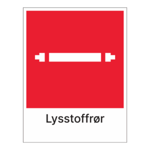 Kildesorteringsskilt: "Lysstoffrør" m/tekst under
