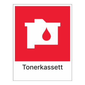 Kildesorteringsskilt: "Tonerkassetter" m/tekst under