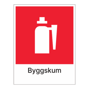Kildesorteringsskilt: "Byggskum" m/tekst under