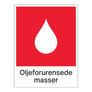 Kildesorteringsskilt: "Oljeforurenset masse" m/tekst under