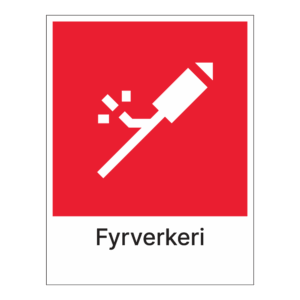 Kildesortering klistremerke: "Fyrverkeri" m/tekst under