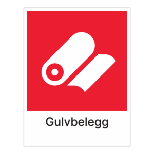 Kildesortering klistremerke: "Gulvbelegg" m/tekst under