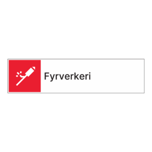 Kildesorteringsskilt: "Fyrverkeri" m/tekst ved siden av