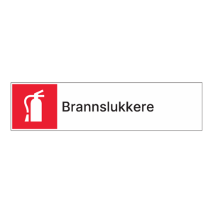 Kildesorteringsskilt: "Brannslukkere" m/tekst ved siden av