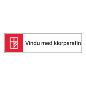 Kildesorteringsskilt: "Vindu med klorparafin" m/tekst ved siden av