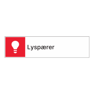 Kildesortering klistremerke: "Lyspærer" m/tekst ved siden av