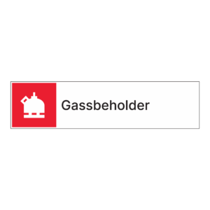 Kildesortering klistremerke: "Gassbeholdere" m/tekst ved siden av