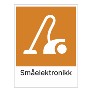 Kildesorteringsskilt: "Småelektronikk" (2) m/tekst under