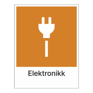 Kildesortering klistremerke: "Elektronikk" m/tekst under