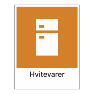 Kildesortering klistremerke: "Hvitevarer" m/tekst under