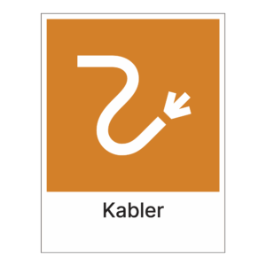 Kildesortering klistremerke: "Kabler" m/tekst under