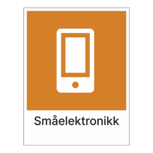 Kildesortering klistremerke: "Småelektronikk" (1) m/tekst under
