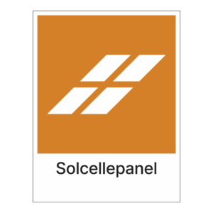 Kildesortering klistremerke: "Solcellepanel" m/tekst under