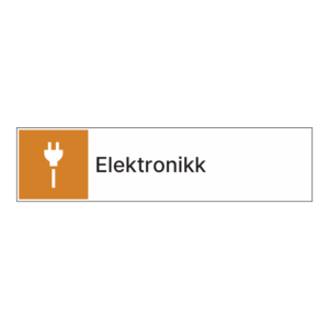 Kildesorteringsskilt: "Elektronikk" m/tekst ved siden av