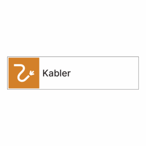 Kildesorteringsskilt: "Kabler" m/tekst ved siden av