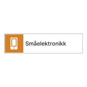 Kildesorteringsskilt: "Småelektronikk" (1)m/tekst ved siden av