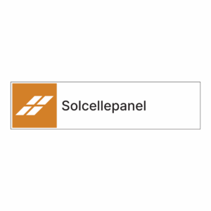 Kildesorteringsskilt: "Solcellepanel" m/tekst ved siden av