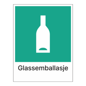 Kildesorteringsskilt: "Glassemballasje" m/tekst under