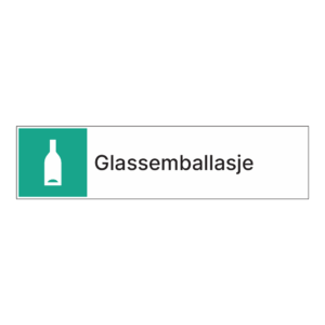 Kildesorteringsskilt: "Glassemballasje" m/tekst ved siden av