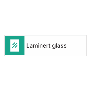 Kildesorteringsskilt: "Laminert glass" m/tekst ved siden av