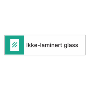 Kildesorteringsskilt: "Ikke laminert glass" m/tekst ved siden av