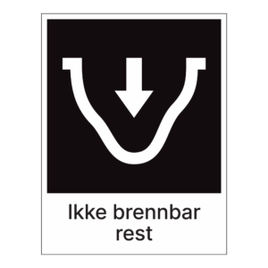 Kildesorteringsskilt: "Ikke brennbar rest" m/tekst under
