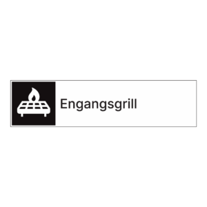 Kildesortering klistremerke: "Engangsgrill" m/tekst ved siden av
