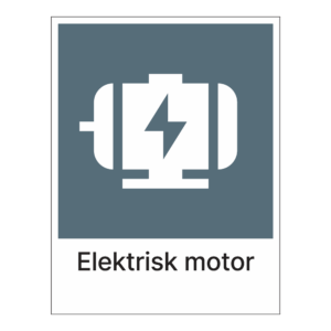 Kildesorteringsskilt: "Elektrisk motor" m/tekst under