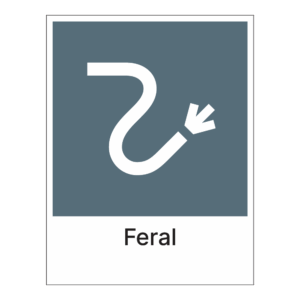 Kildesorteringsskilt: "Feral" m/tekst under