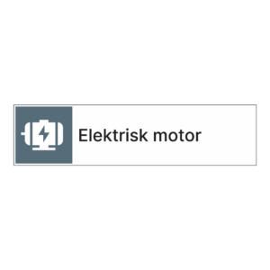 Kildesorteringsskilt: "Elektrisk motor" m/tekst ved siden av