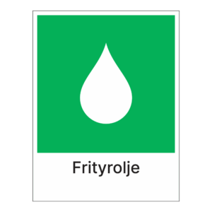 Kildesorteringsskilt: "Frityrolje" m/tekst under