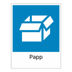 Kildesortering klistremerke: "Papp" m/tekst under