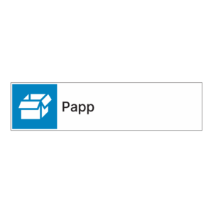 Kildesorteringsskilt: "Papp" m/tekst ved siden av