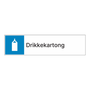 Kildesortering klistremerke: "Drikkekartong" m/tekst ved siden av