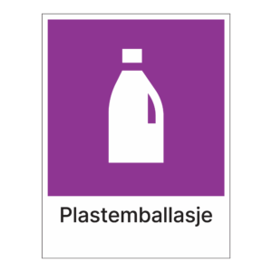 Kildesorteringsskilt: "Plastemballasje" m/tekst under
