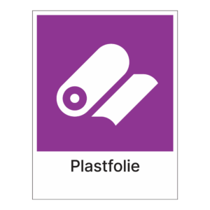 Kildesortering klistremerke: "Plastfolie" m/tekst under