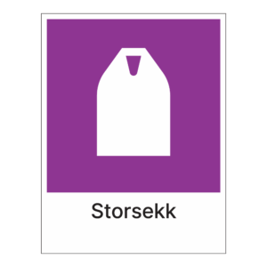Kildesortering klistremerke: "Storsekk" m/tekst under