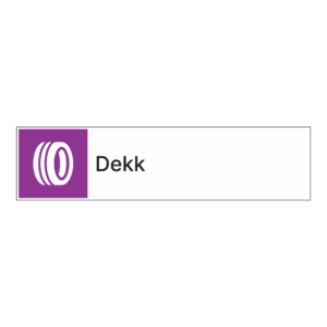 Kildesortering klistremerke: "Dekk" m/tekst ved siden av