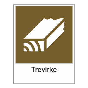 Kildesorteringsskilt: "Trevirke" m/tekst under