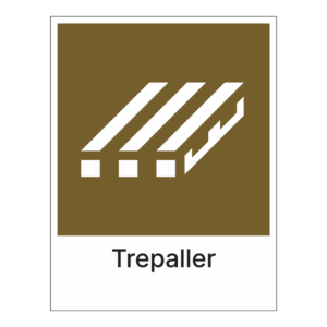 Kildesortering klistremerke: "Trepaller" m/tekst under