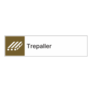 Kildesortering klistremerke: "Trepaller" m/tekst ved siden av