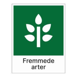 Kildesorteringsskilt: "Fremmede arter" m/tekst under